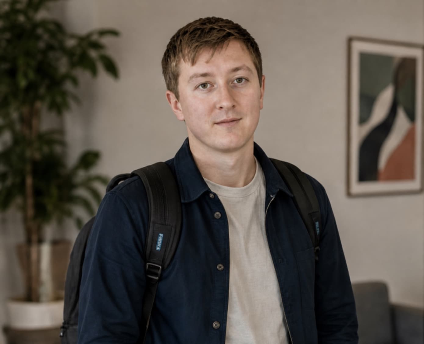 Moritz Zinecker standing in an indoor work setting
